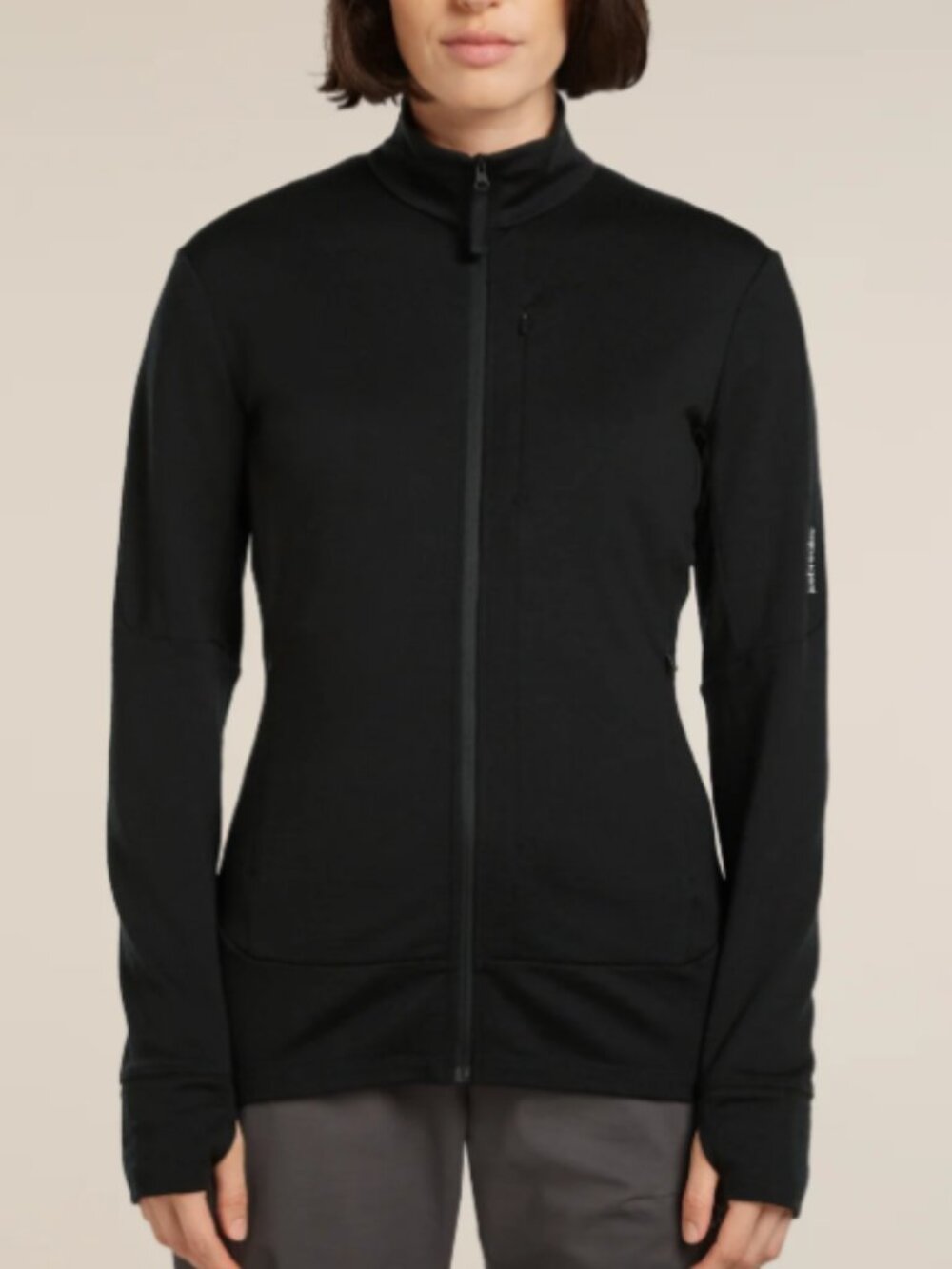 Icebreaker Women’s Merino Wool 260 Quantum Long Zip Jacket Black Size Medium